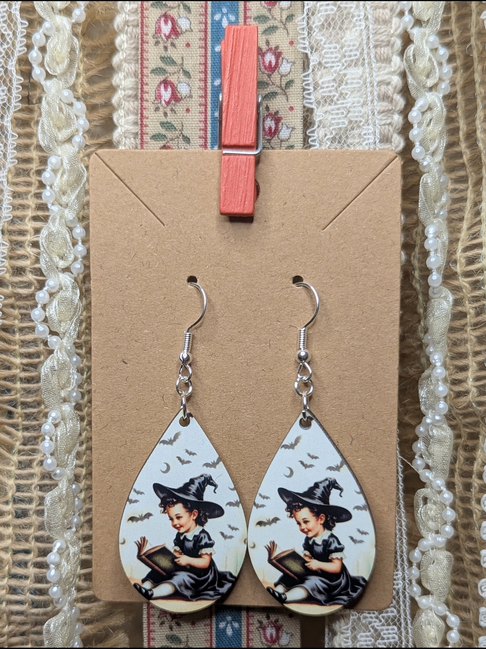 Halloween Book Lover Teardrop Earrings